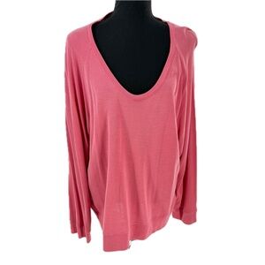 LOFT Pink Round Scoop Neck Modal Pullover Long Sleeve Sweater Blouse Size XL